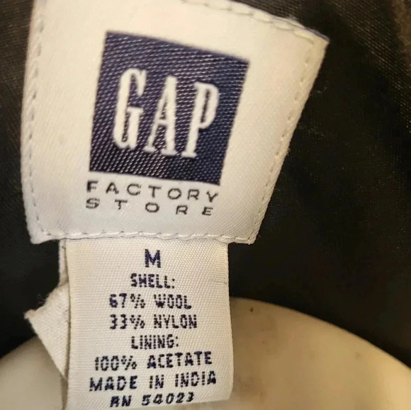 Gap Factory Store Classic Minimalist Chic Black Wool Blend Peacoat/Jacket(M) - Picture 8 of 9